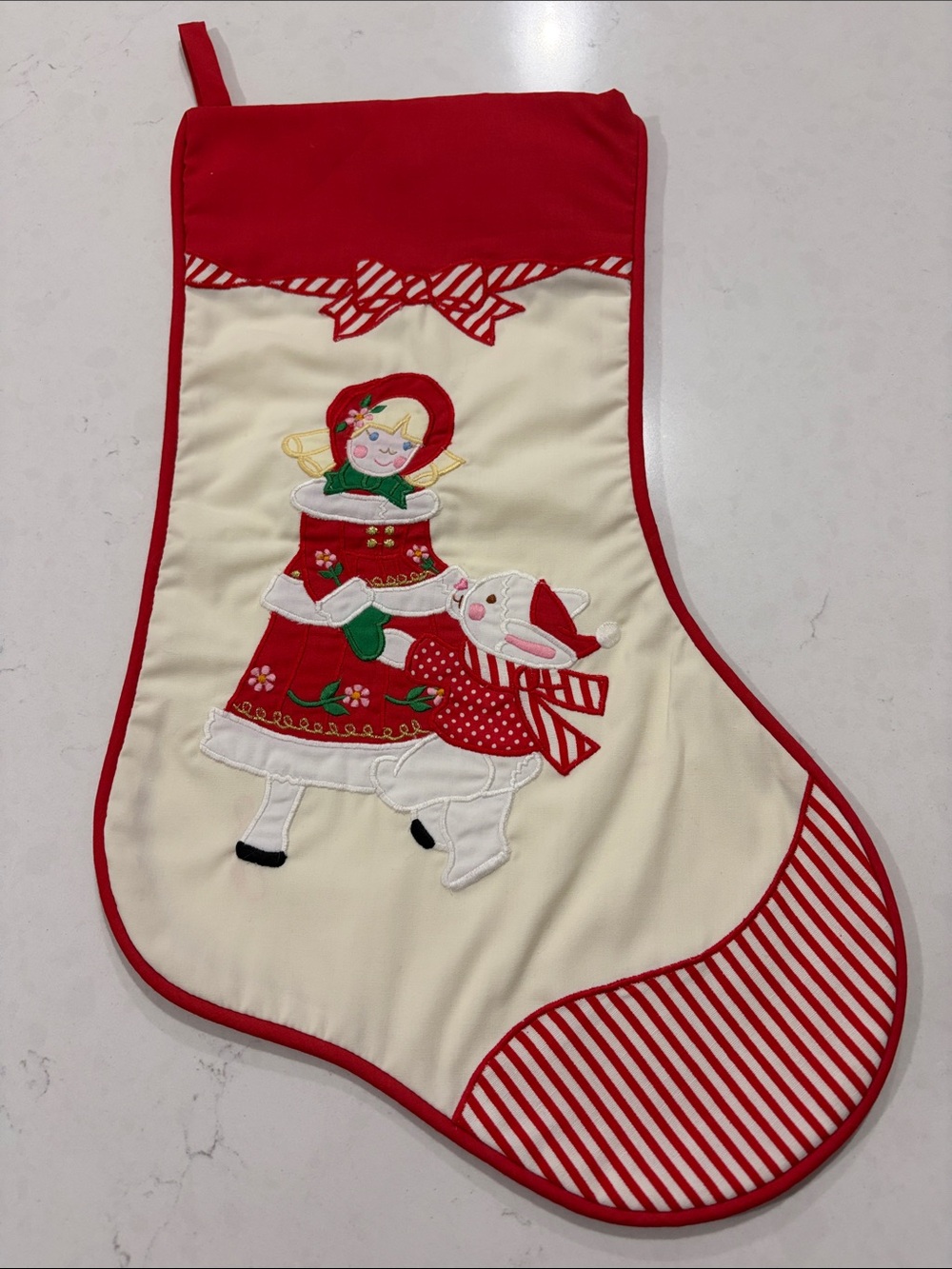 Vintage House of Hatten Applique Christmas Stocking